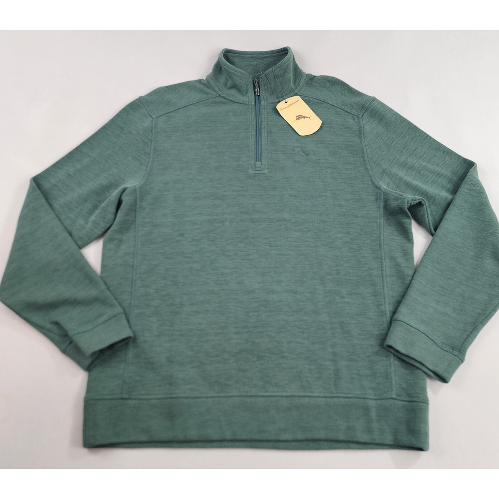 Tommy Bahama Mens Trout Green Quarter Zip Pullover Sweater S ST227305TX NEW